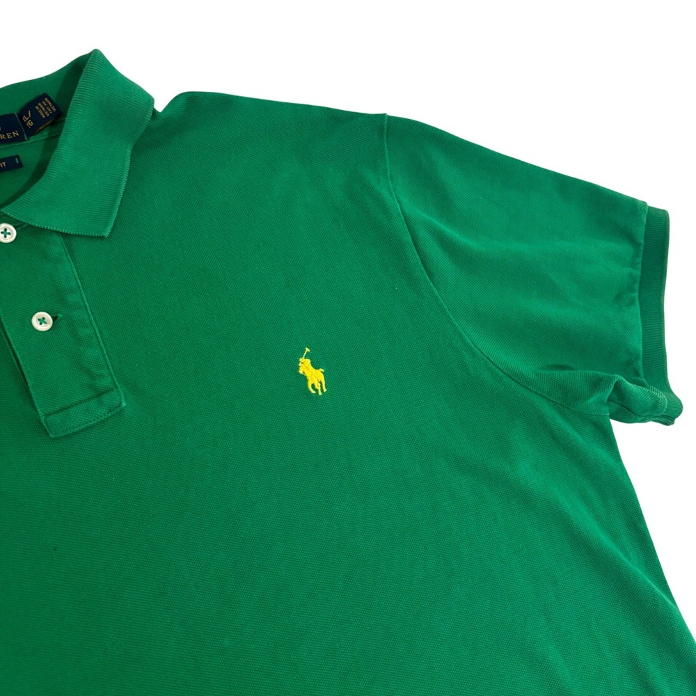 Polo Ralph Lauren Polo Shirt Mens XL Kelly Green Yellow Pony Logo Preppy School - Picture 9 of 9
